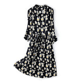 Summer Silk Floral Dress Long Sleeve Wedding Guest Party Dresses