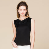 Summer silk swing collar sleeveless vest women's T-shirt mulberry silk knitted bottoming shirt women's top - slipintosoft