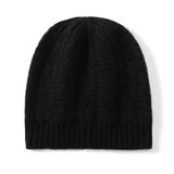 Thick Cashmere Beanie with Ribbing Edge Cable Knit Cashmere Hats for Fall Winter - slipintosoft