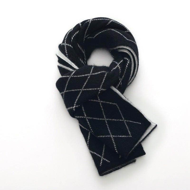 Unisex Diamond Pattern Cashmere Scarf Thick Cashmere Winter Warp