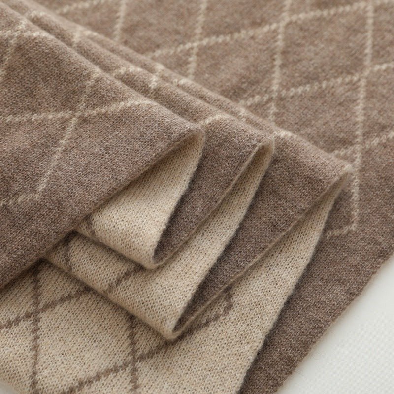 Unisex Diamond Pattern Cashmere Scarf Thick Cashmere Winter Warp