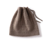 Unisex Drawstring Cashmere Knit Hat Versatile Cashmere Beanie