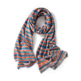 Vibrant Striped Cashmere Scarf Colorful Cashmere Knit Winter Wrap