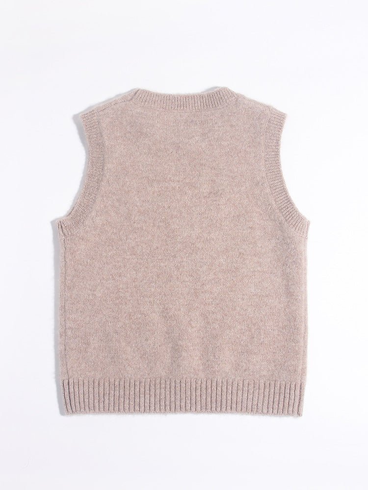 Warm Kids Pure Cashmere Vest Sheep Intarsia Knit Cashmere Sweater