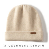 Women and Men Cashmere Beanie Rib Knitted Cashmere Hats Multi Colors - slipintosoft