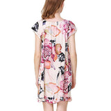 Women Floral Printed Loose Silk Nightgown Round Neck silk Dresses