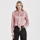 Women silk blouses Long Sleeves Ribbon Mulberry Office Silk Shirts