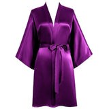 Classic Ladies Short Silk Robe 100% Mulberry Silk Robe With Belt Luxury Silk Bathrobe - slipintosoft