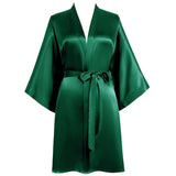 Classic Ladies Short Silk Robe 100% Mulberry Silk Robe With Belt Luxury Silk Bathrobe - slipintosoft