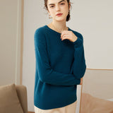 Women's 100% Superfine Cashmere Hollow-out knit Crewneck Sweater - slipintosoft