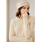 Women's 100% Superfine Cashmere Hollow-out knit Crewneck Sweater - slipintosoft