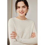 Women's 100% Superfine Cashmere Hollow-out knit Crewneck Sweater - slipintosoft