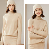 Womens Pure Cashmere Turtleneck Sweater Long Cashmere Pullover