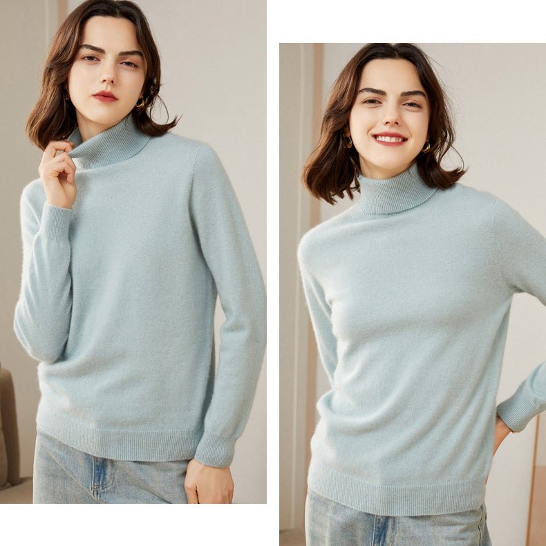 Womens Pure Cashmere Turtleneck Sweater Long Cashmere Pullover