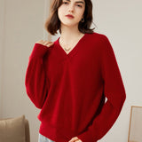 Women's 100% Superfine Cashmere V-Neck Sweater - slipintosoft