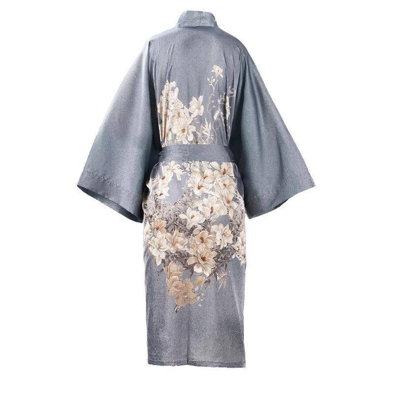 Womens Blossom Prints Pure Silk Kimono Robes