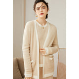 Women's Cable-Knit 100% Cashmere Long Sleeves Colorblock Cardigan - slipintosoft