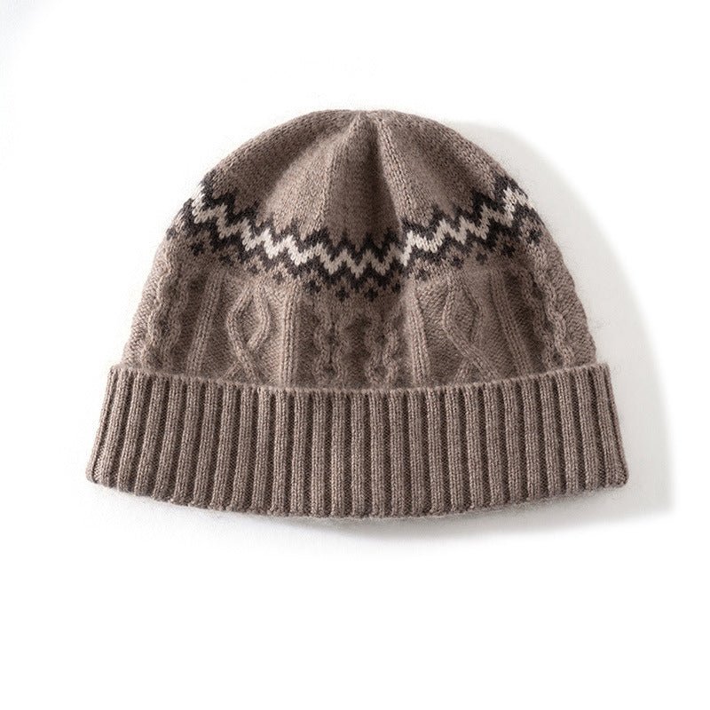 Womens Cable Knit Cashmere Hat Fair Isle Cashmere Beanie