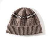 Womens Cable Knit Cashmere Hat Fair Isle Cashmere Beanie