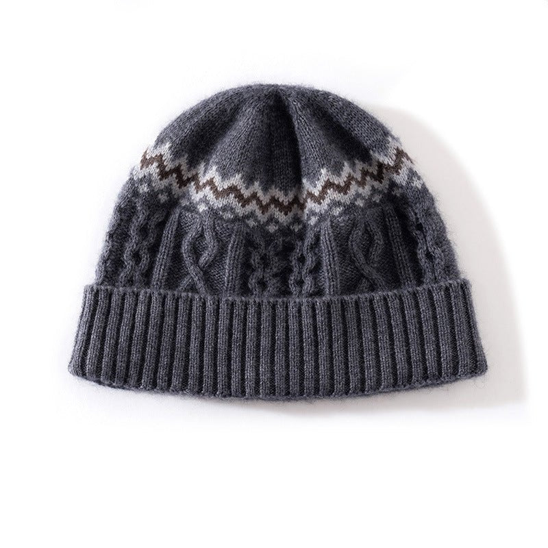 Womens Cable Knit Cashmere Hat Fair Isle Cashmere Beanie
