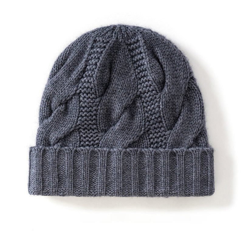 Womens Cashmere Beanie Cable Knit Cashmere Hat Ribbing Hem