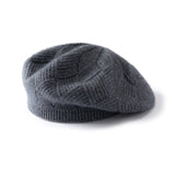 Womens Cashmere Beret Cashmere Slouchy Hat Textured Winter Hat Gray M