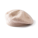 Womens Cashmere Beret Cashmere Slouchy Hat Textured Winter Hat Beige M