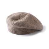 Womens Cashmere Beret Cashmere Slouchy Hat Textured Winter Hat Taupe M