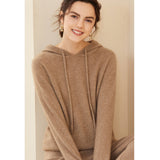 Women's Cashmere Hoodie Sweater Long Sleeve Cashmere Hooded Cashmere Sweater - slipintosoft