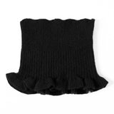 Womens Cashmere Neck Warmer Ribbed Knit Cashmere Snood with Ruffled Edge Black M