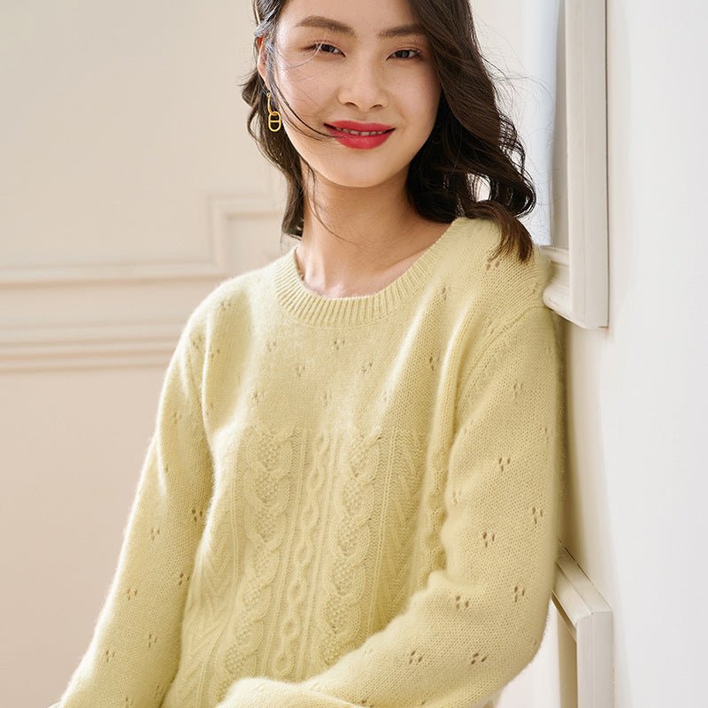 Womens Cashmere Sweater Crew Neck Cashmere Pullover Soft Colors
