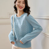 Womens Cashmere Sweater Crew Neck Cashmere Pullover Soft Colors