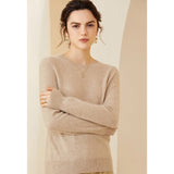 Womens Cashmere Crew Neck Sweater Long Sleeves Pullover Cashmere Tops