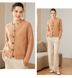 Women's Classic 100% Cashmere Button-Down Crewneck Cardigan - slipintosoft