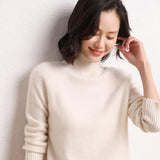 Womens Long Sleeves Cashmere Turtleneck Sweater Ribbed Cuffs