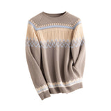 Women's Crew Neck Cashmere Sweater Knitted Mixed Color Cashmere Pullover - slipintosoft