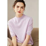 Womens Cashmere Mock Neck Sweater Half - Sleeve Superfine Sweater