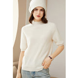 Womens Cashmere Mock Neck Sweater Half - Sleeve Superfine Sweater