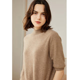 Womens Cashmere Mock Neck Sweater Half - Sleeve Superfine Sweater