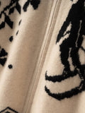 Womens Jacquard Pure Cashmere Cardigan Zip-Up Cardigan Sweater Beige XS