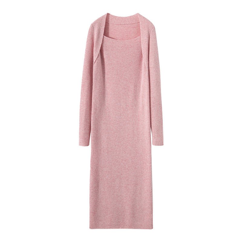 Women's Knitted Cashmere Dresses Slim Fit Solid Cashmere Sweater Dress - slipintosoft