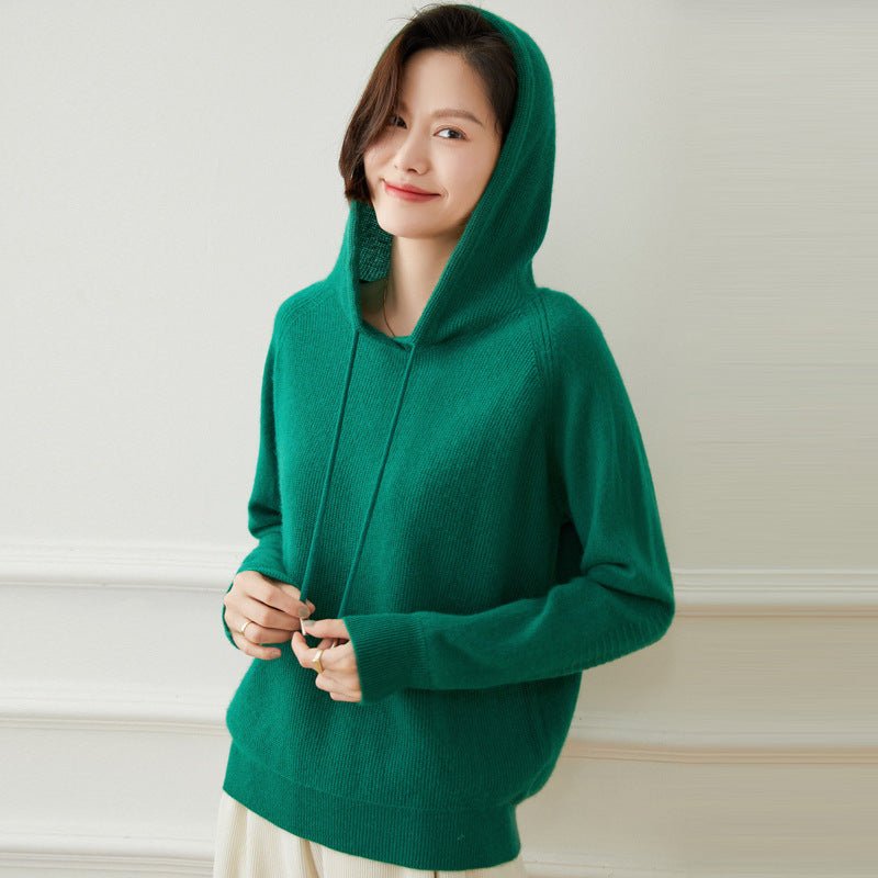 Women's Long Sleeves Cashmere Sweater Cashmere Hoodie Top - slipintosoft