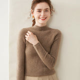 Womens Mock Neck Cashmere Sweater Cashmere Pullover Multi Colors Taupe XS