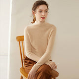 Womens Mock Neck Cashmere Sweater Cashmere Pullover Multi Colors Beige XS