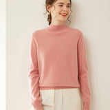 Womens Mock Neck Cashmere Sweater Cashmere Pullover Ribbed Hem Caramel XS