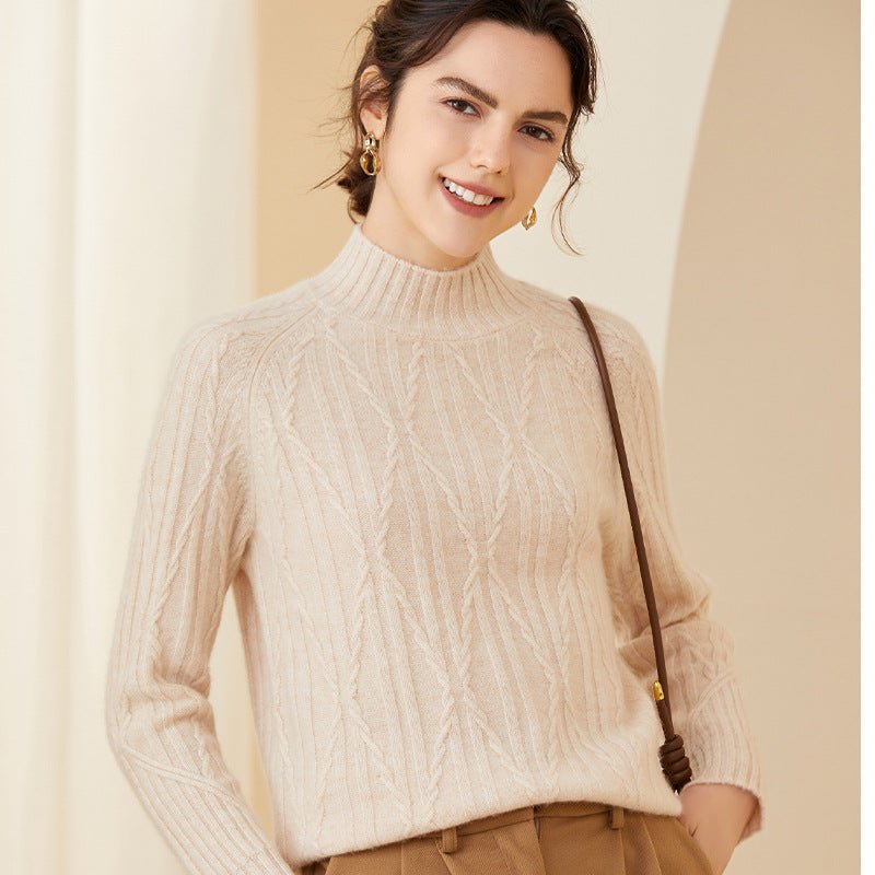 Women's Mock Neck Winter Cashmere Sweater Soft Warm Cashmere Sweater - slipintosoft