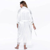 Plus Size Silk lace Robes For Women With Belt 100% Silk Long Kimono Robe Silk Bathrobes - slipintosoft