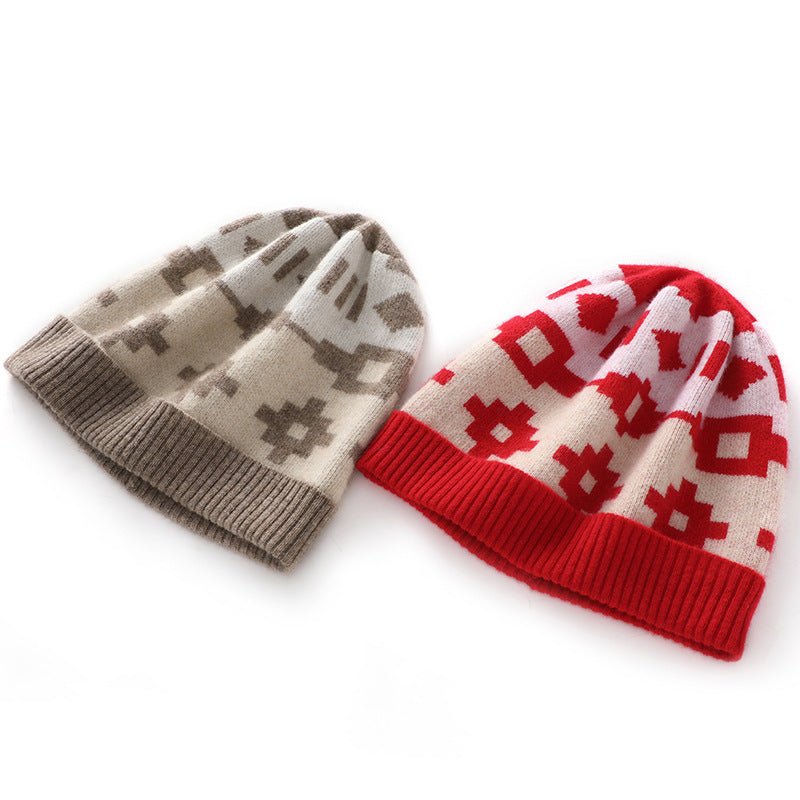 Womens Pure Cashmere Hat Cashmere Scarf Set Colorful Cashmere Set