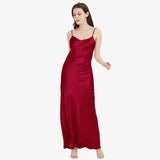 Womens Pure Silk Maxi Dress Long Strap Party Dresses