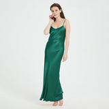 Womens Pure Silk Maxi Dress Long Strap Party Dresses